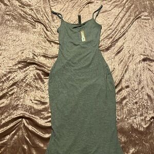 Heather grey Skims maxi dress with spaghetti straps…brand new never worn
